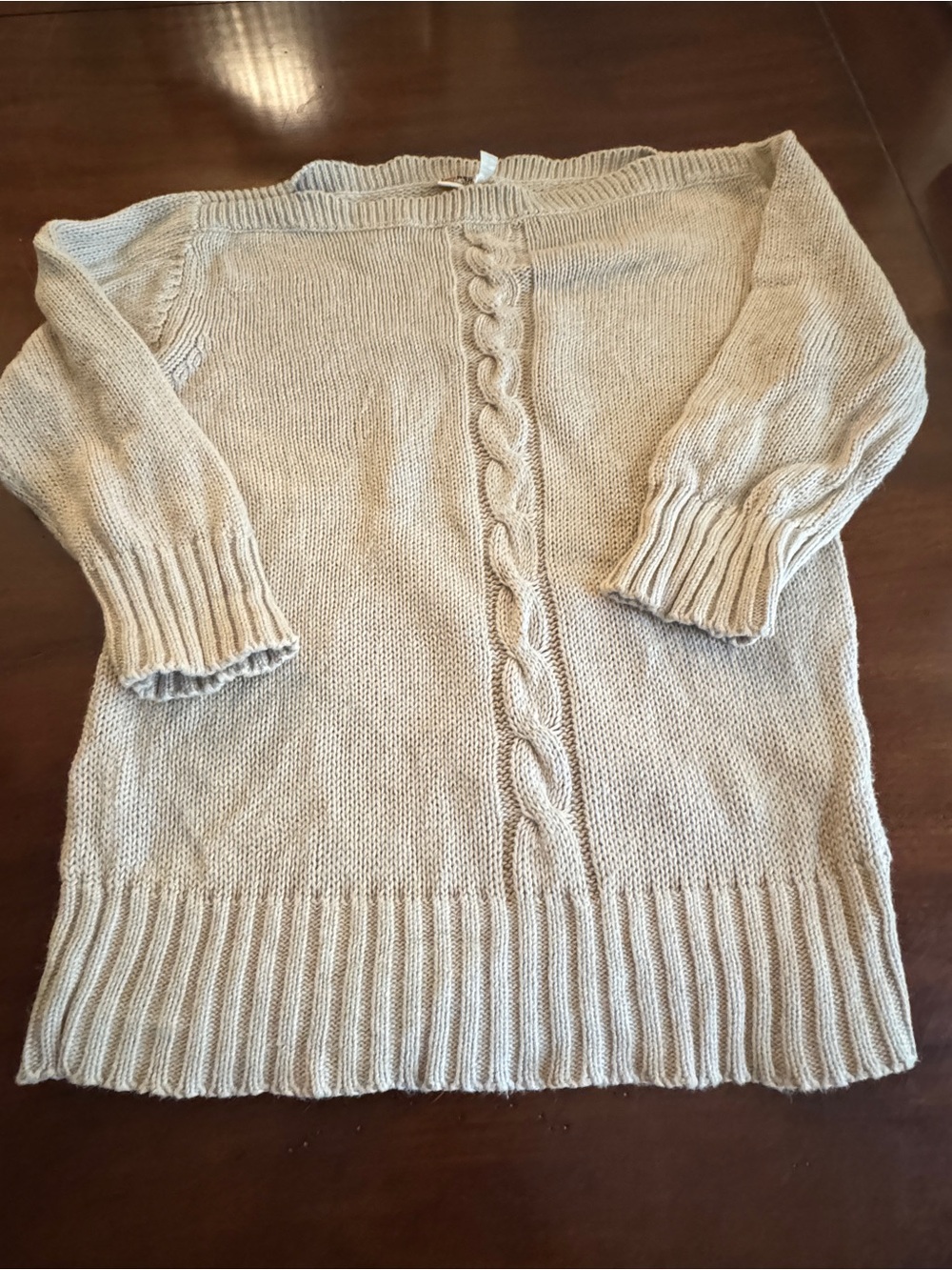 Vintage Crazy Horse Oatmeal Cable Knit Sweater Ramie Cotton Cottagecore Small